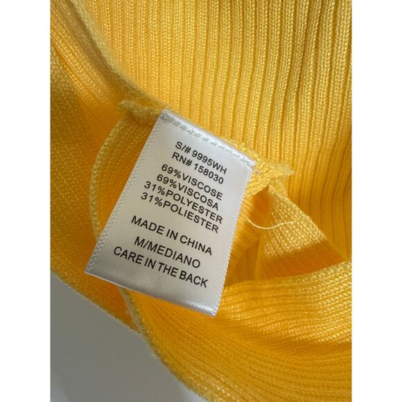 Tie Back, Yellow, Ribbed, Halter Crop Top - Picture 6 of 6